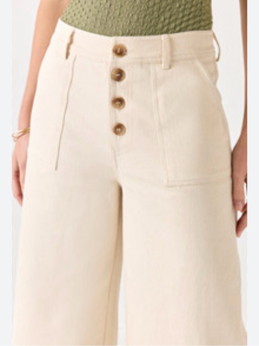 Blue Rain from Francesca’s Cream Wide-Leg Button-Front Jumpsuit Pants